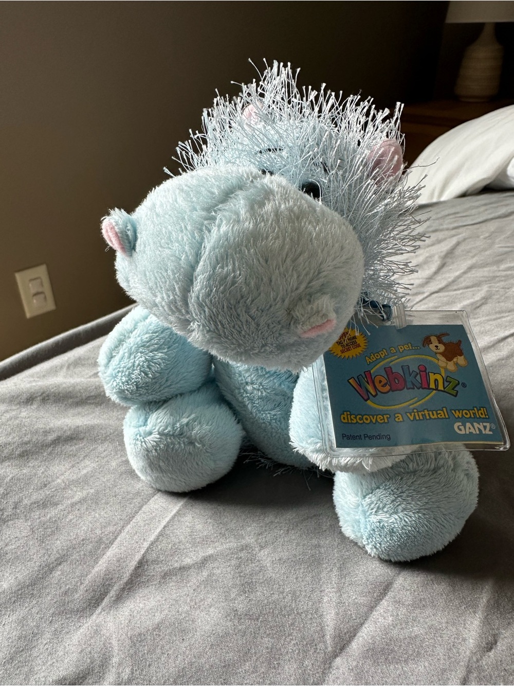 GANZ Webkinz Light Blue Hippo Plush with Sparkly Mane